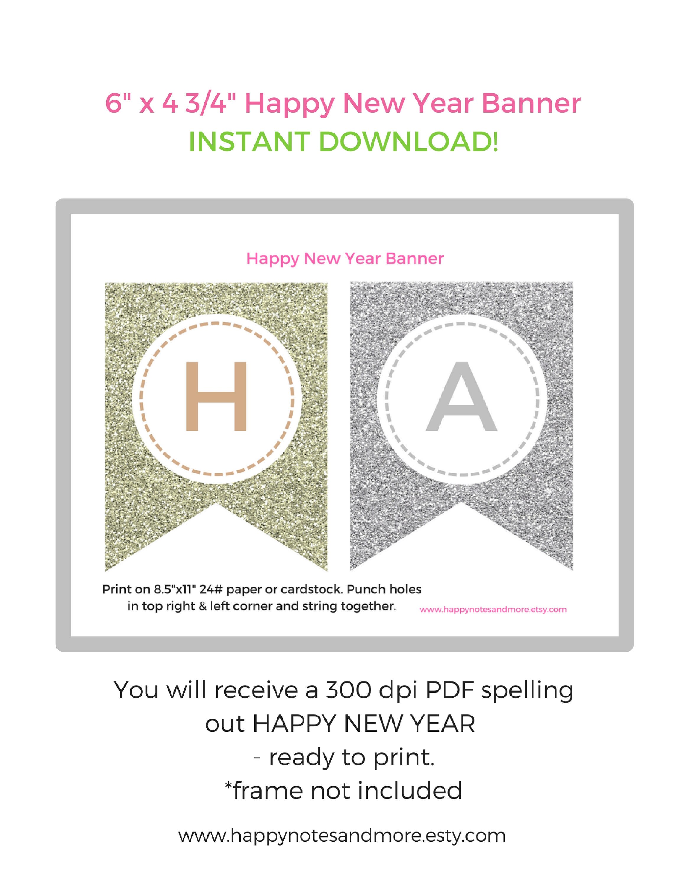 Happy New Year Printable Banner Instant Happy New Year | Etsy
