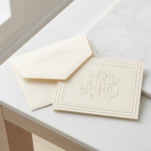 Embossed Monogram Note Card: Classic Frame, Personalized Stationery - Etsy