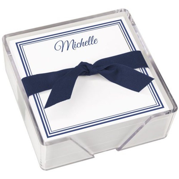 Colonial Memo Square in Lucite Holder from EMBOSSED GRAPHICS