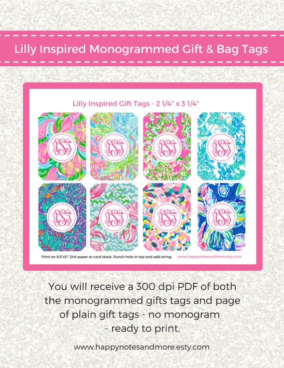 Lilly Pulitzer Print Inspired Gift Tags Monogrammed Etsy