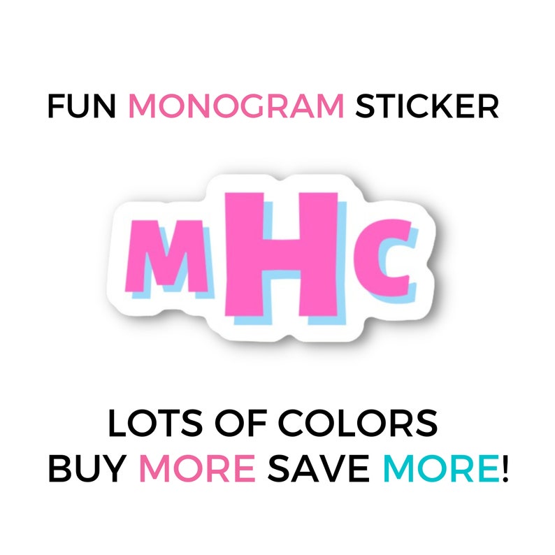 Mhc Stickers Sticker Custom Monogram Shadow Sticker: Personalized Vinyl Decal - Etsy