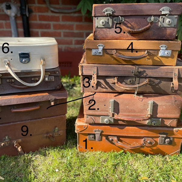 Vintage Brown suitcase .wedding cards suitcase,vintage luggage, photobooth prop,old suitcase, storage