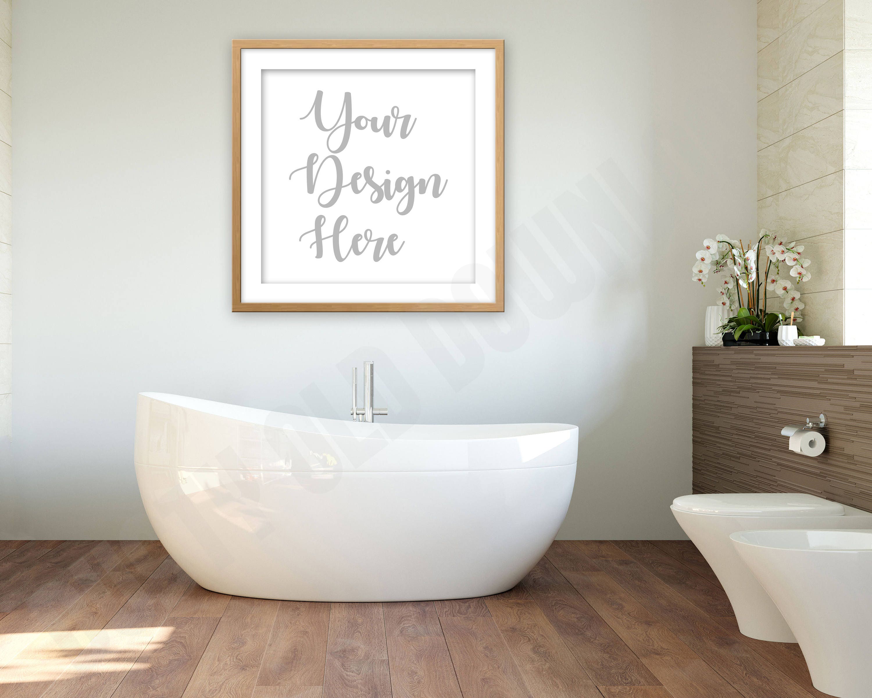 Square Photo Mockup Bathroom Wall Art Digital Download | Etsy