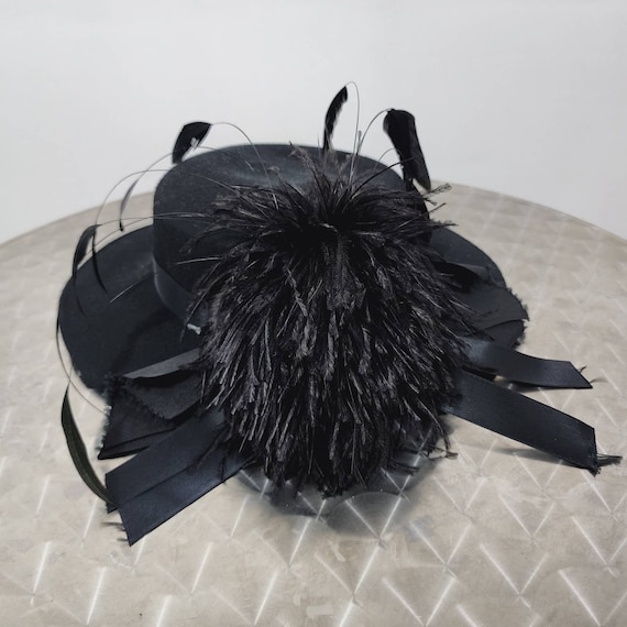 Vintage Micheal Howard Black Wool Ostrich Feather 