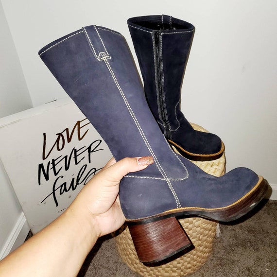 Vintage 90s Chunky Block Heel Platform Boots 7.5M