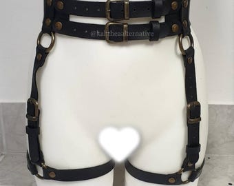 Grunge Goth Antique Brass Statement Leg Harness