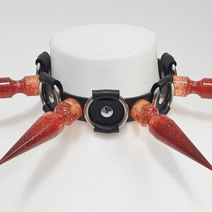 Leather Choker With Spikes - Red or Blue Spike Gothic Collar