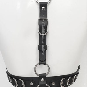 Grunge Goth Statement Harness with Silver Color Hardware