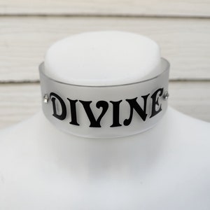 Gothic Frosty Glass Effect Choker - Divine PVC Collar - Fancy Rhinestones Necklace