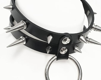 Gothic Choker - Double Layer Black Metal Collar - Symmetrical Choker