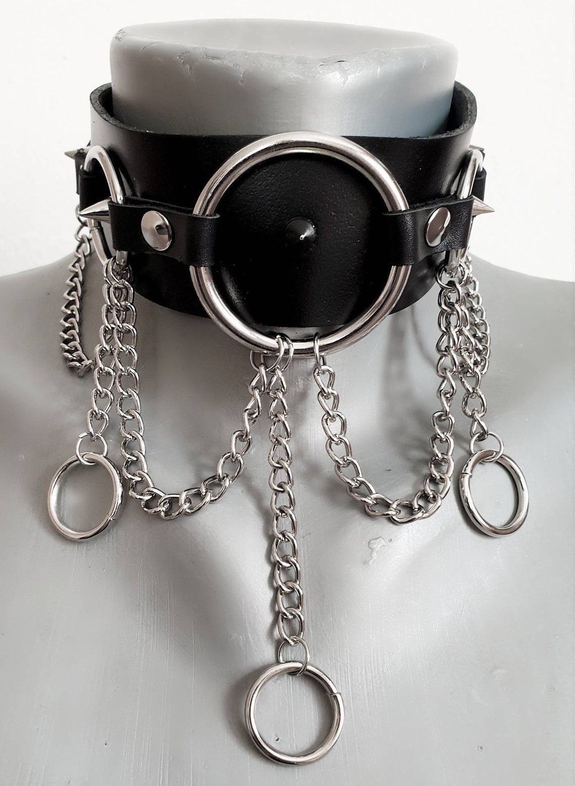 Gothic Punk Rock Choker With Rings - Etsy