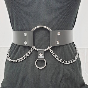Gothic Leather Belt With Chains