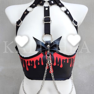 Faux Leather Elastic Gothic Harness - Horror Party Outfit