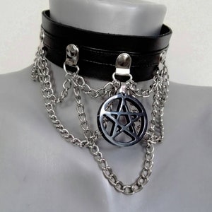 Gothic Leather Choker With a Custom Resin Pentagram Charm - Etsy
