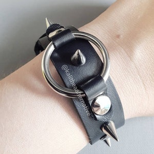 Gothic Punk Rock Leather Bracelet - Spiked bracelet