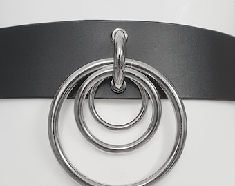 Midimalism Gothic Waist Belt - Black Leather Belt With Rings