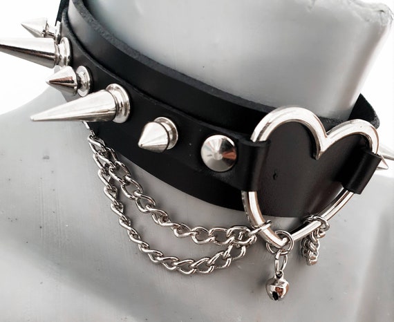 Spiked leather deals choker