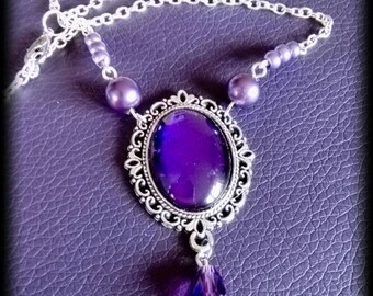 Gothic purple medallion necklace