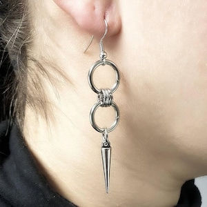 Minimalist Chainmail Punk Rock Earrings - Goth Dangle Jewelry