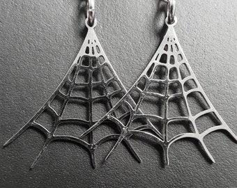 Stainless Steel Spiderweb Gothic Earrings - Cobweb Grunge Earrings
