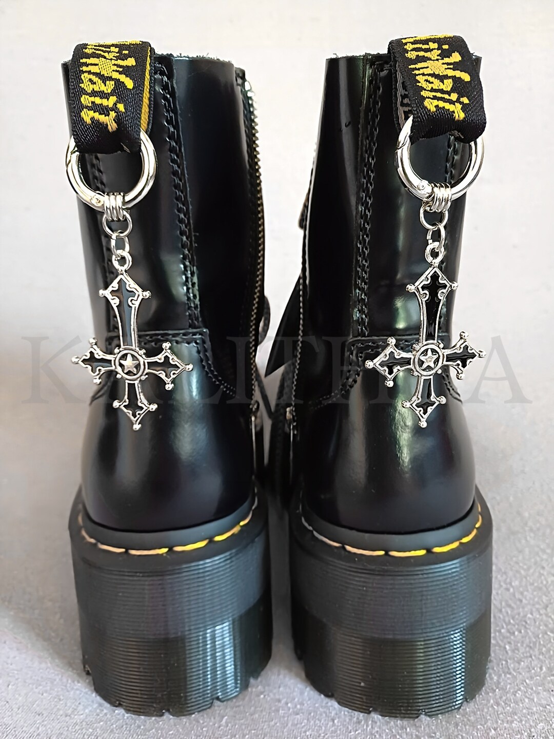 Boots Inverted Gothic Shoe Charms - Black Metal Inverted Cross Boots Charms - Etsy