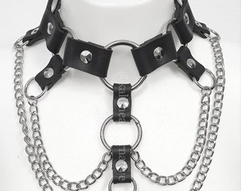 Leather Gothic Neck Piece - Statement Choker