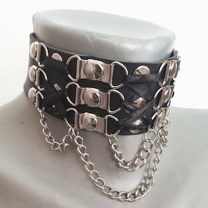 Leather Gothic Industrial Chain Choker