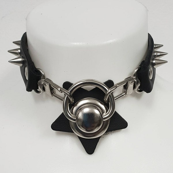 Gothic Leather Star Pacifier Alike Choker