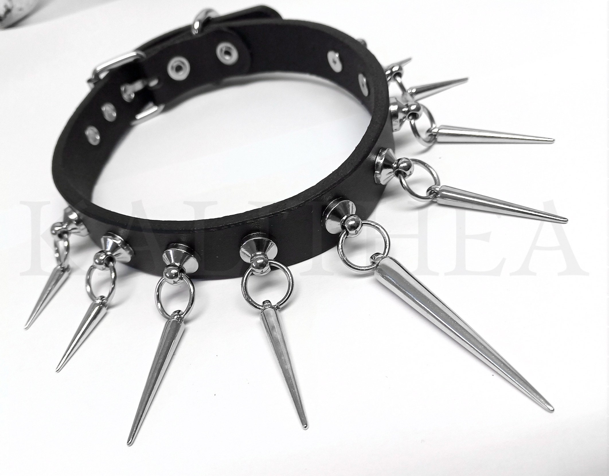 【EVERYBIRTHDAY】Stone Black Leather Choker Black Leather Choker Personalized Birthstone Necklace