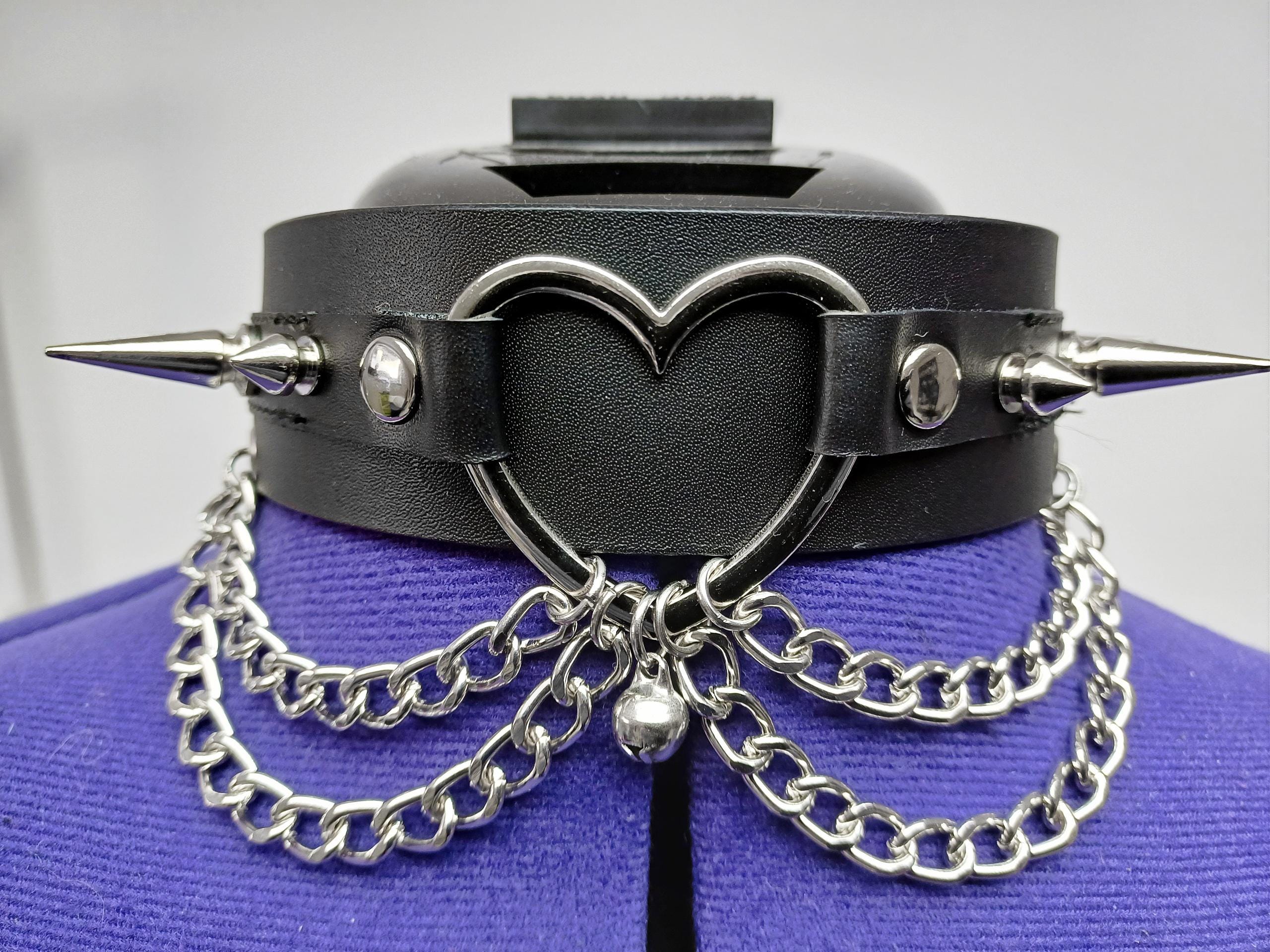 Spiked Heart Leather Choker: Gothic Punk Collar - Etsy