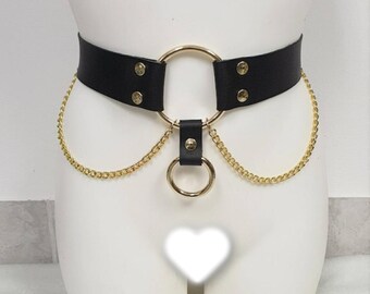 Grunge goth statement leather belt