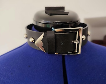 Choker Ed con fibbia grande - Choker in pelle per cosplay anime