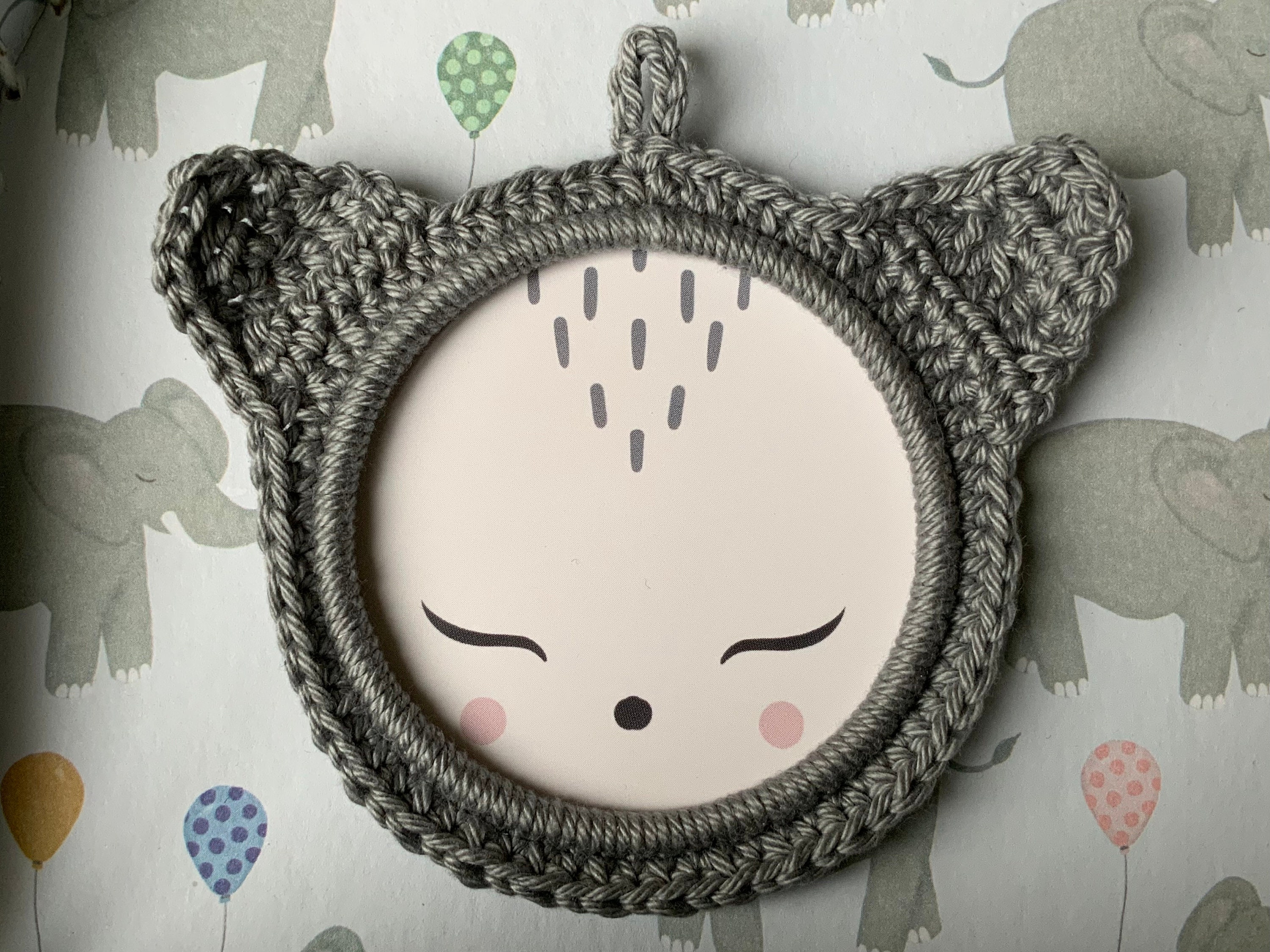 Cadre Crochet P'tite Frimousse - Ours Gris- Milywild