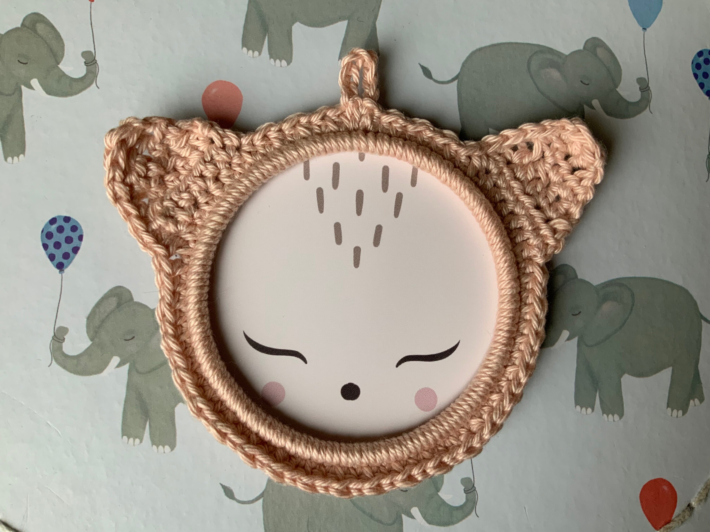 Cadre Crochet P'tite Frimousse - Ours Rose- Milywild