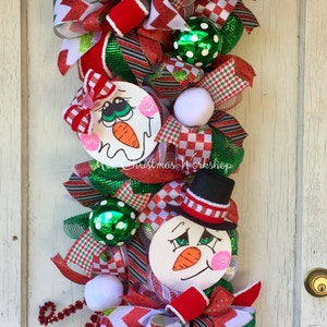 Christmas wreath, Christmas swag, Deco mesh wreath, snowman wreath, winter wreath
