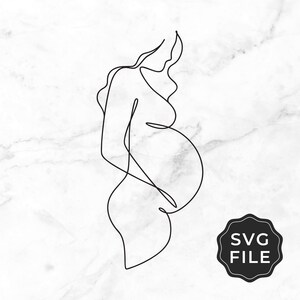 Kobieta w ciąży Lineart Sideview SVG Plik cyfrowy