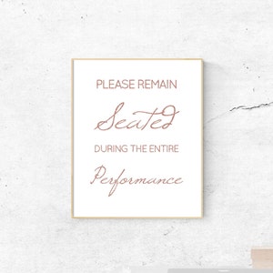 Please Remain Seated Glitter Glam Rose Gold Funny Bathroom Signs | Printable