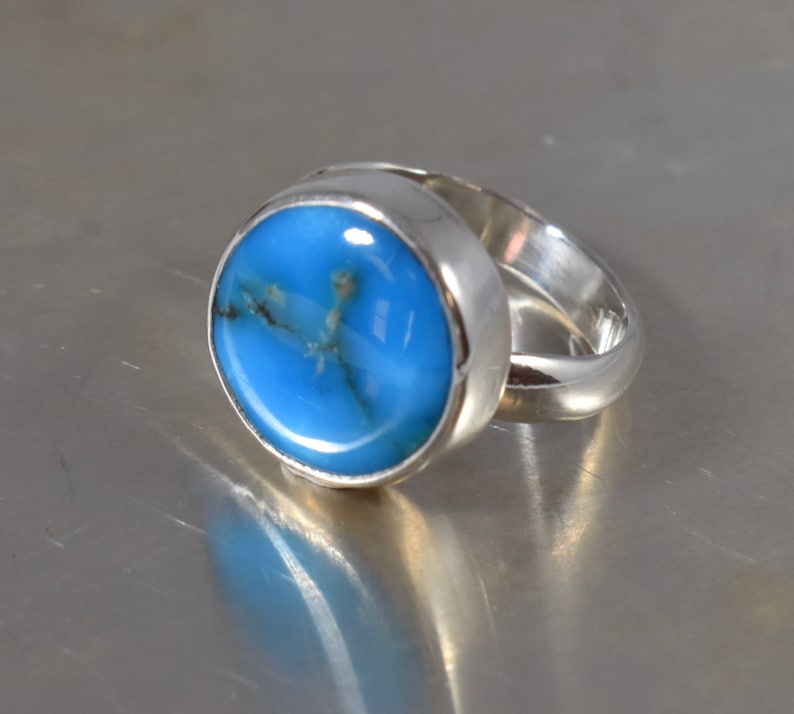 Spectacular Kingman Turquoise Ring in sterling silver Size 6 Ready to Ship