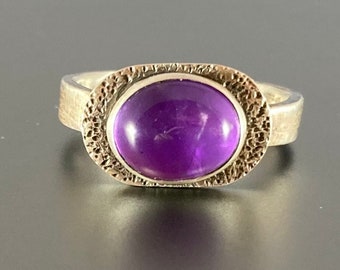 Amethyst Sterling Silver Ring, one of a kind, Size 6 1/4, Ready to Ship