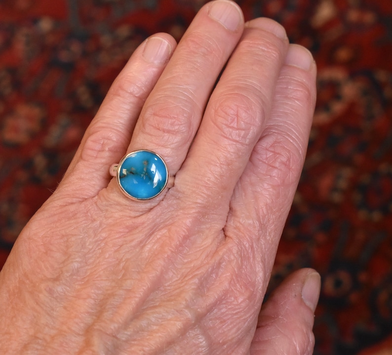 Spectacular Kingman Turquoise Ring in sterling silver Size 6 Ready to Ship