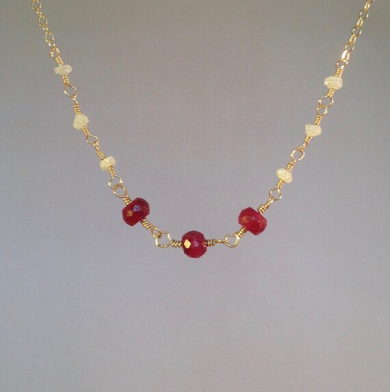 rough cut ruby necklace