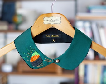 Dark green Peter Pan collar featuring Gunkan Maki patch and embroidery