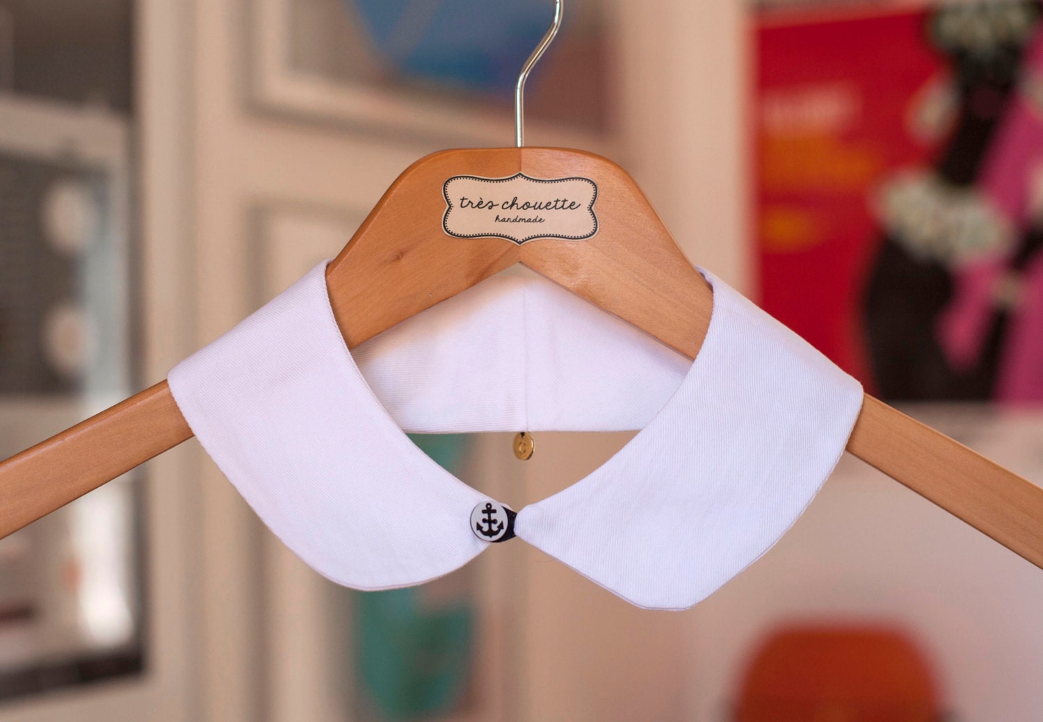Peter Pan Collar Organza Button Up (White) main image 1