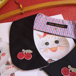 Cotton Peter Pan collar featuring two cherries patches. image 3