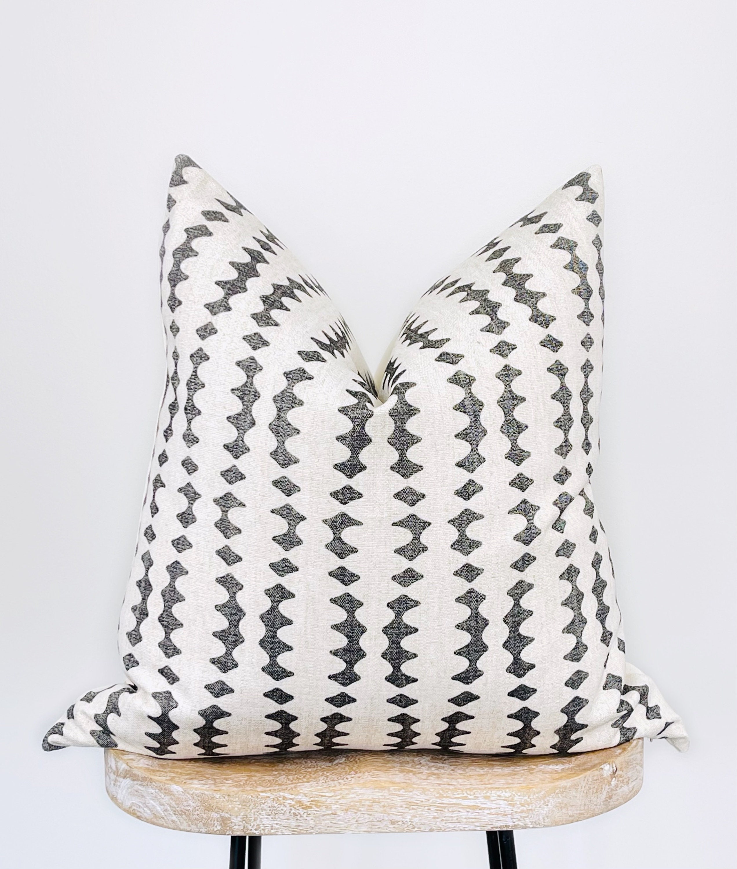 Abstract Charcoal Black & Sandy Beige Pillow Cover Earthy Etsy