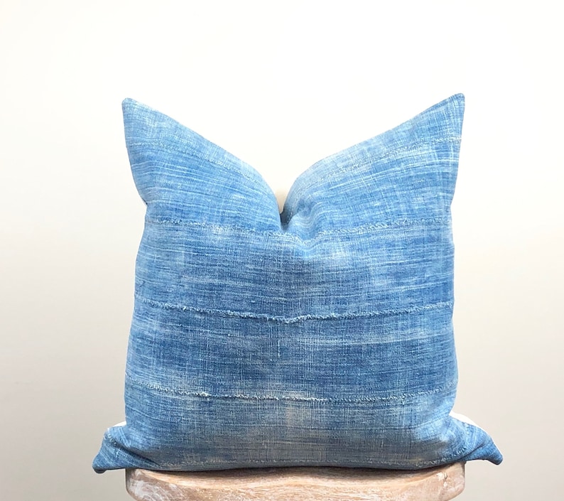 Pillow Cover Faded Vintage Boho Pillow Bohemian Pillows Indigo Cushions Denim