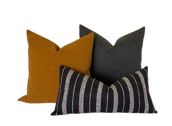 Black Cream Stripe Lumbar Pillow Cover 12x24 14x24 14x48 Rectangle Pillows Sofa Queen King Long Bed Cushions Modern Cottage Sven Etsy UK