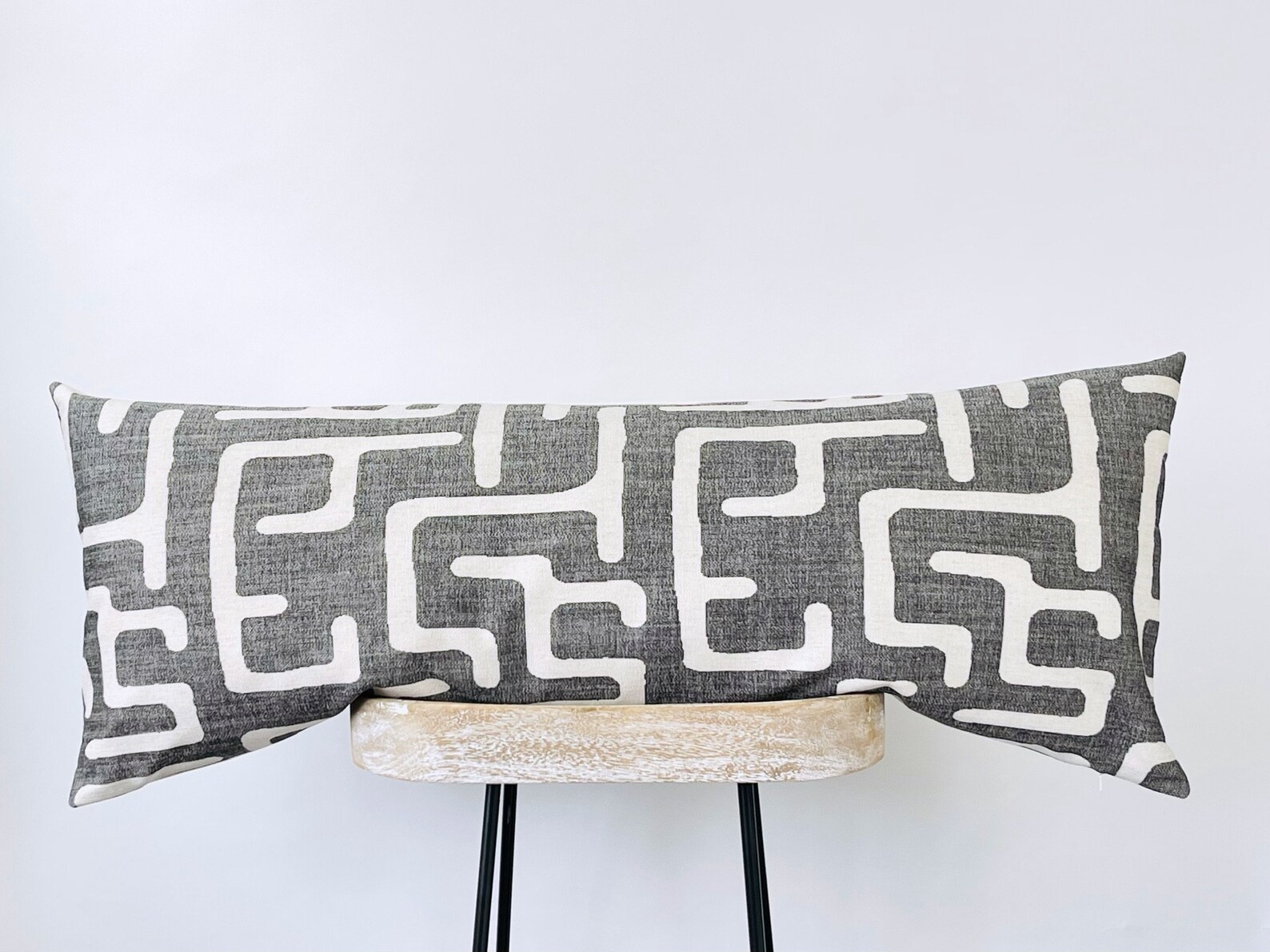 Long Lumbar Pillow Cover Gray Extra Large Bed Pillows 12x48 Etsy