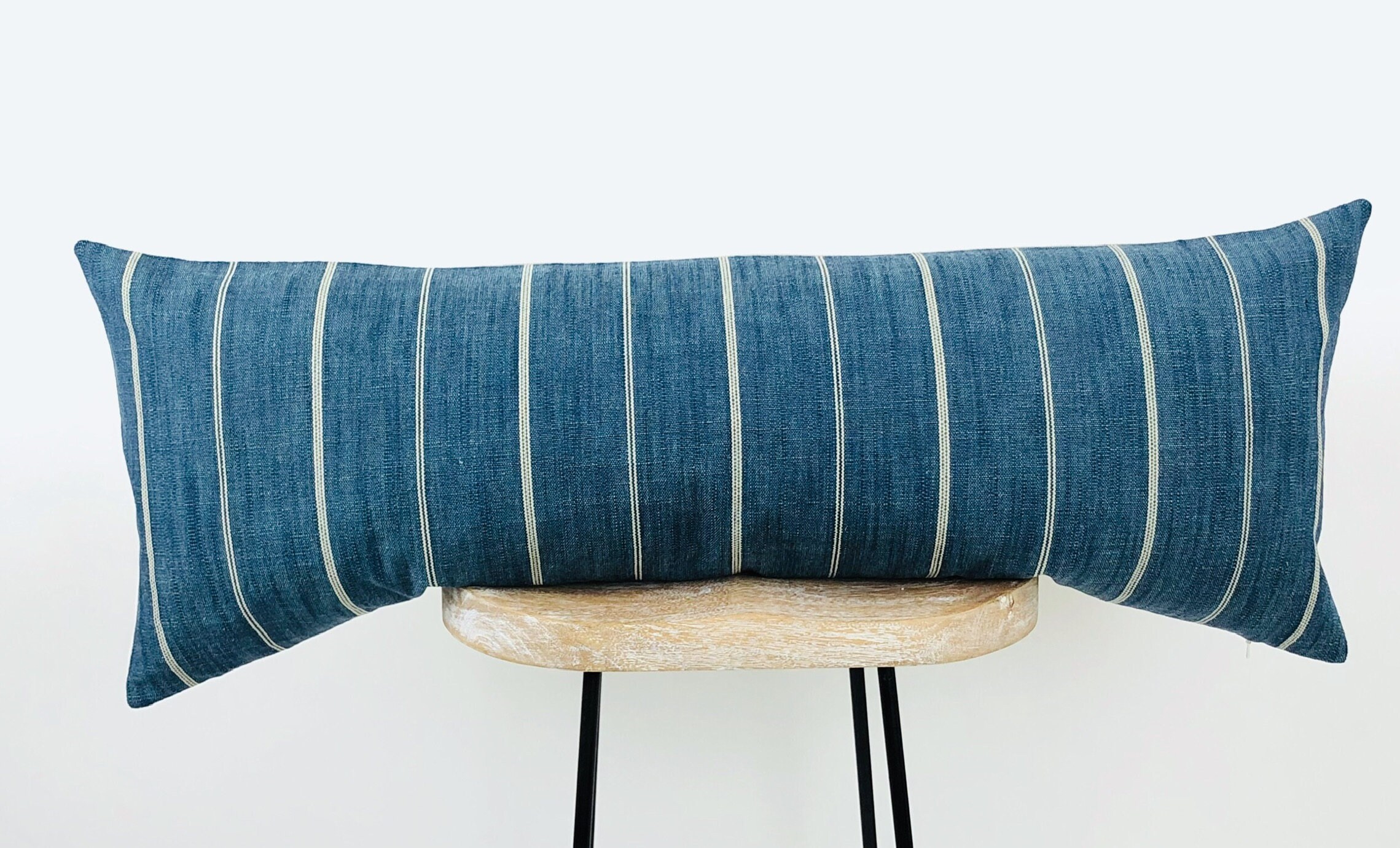 Large Lumbar Pillow Cover Blue 14x40 14x48 Queen/king Bed Etsy