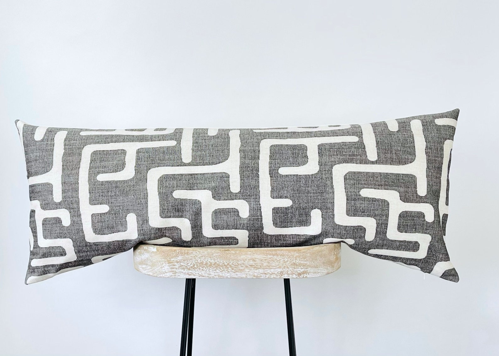 Long Lumbar Pillow Cover Gray Extra Large Bed Pillows 12x48 Etsy